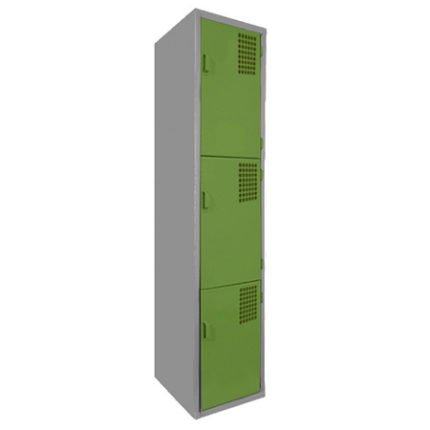 locker metálico 3 puertas verde
